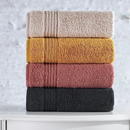 WELL HOME MOBILIARIO & DECORACIÓN Hand Towel Set (4 Piece) Beige, Dusty Rose, Mustard and Anthracite