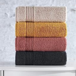 Hand Towel Set (4 Piece) Beige, Dusty Rose, Mustard and Anthracite