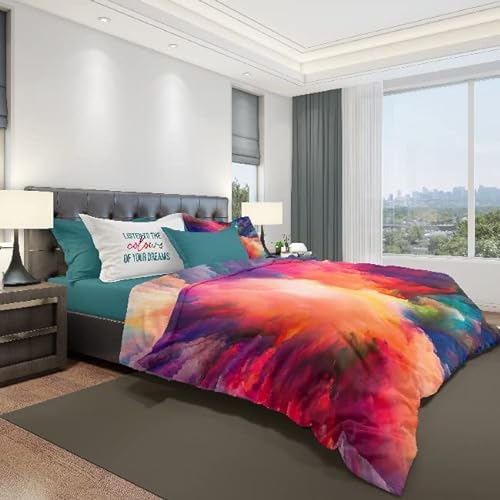 Homemania Dream Bedding – Single – with Fitted, Sheet and Pillowcase – Multi-Coloured Cotton, 150 x 280 cm, Multicolored