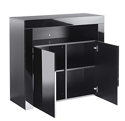 MMT Furniture Designs Sideboard, Engineered Wood, Black, 90 cm x 35cm x 83cm