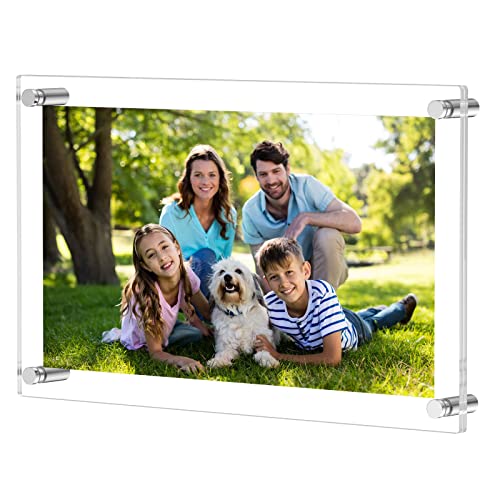 NIUBEE 8.5x14 Clear Acrylic Wall Mount Picture Frame Floating Frames - Full Frame is 9.4x16 inch for Photography Display