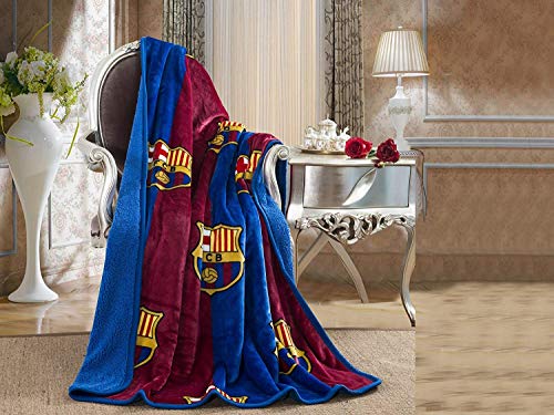 FCB FCBarcelona Silk Touch Sherpa Lined Throw Blanket 50x60