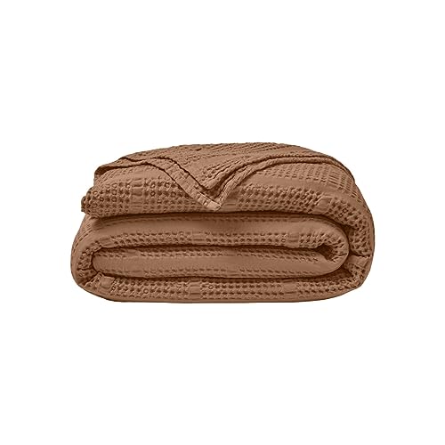 ESSIX Jacquard Honeycomb Bedspread Cotton Yogi, Almond, 260 x 240 cm