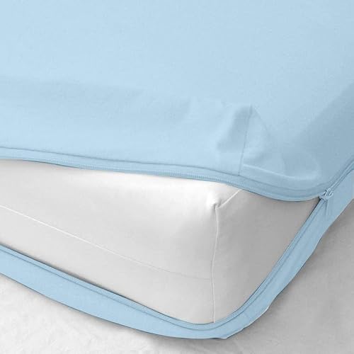 Zipper Fitted Sheet - Brushed Hotel Quality Bottom Sheet 10 inch Extra Deep Pocket Soft Microfiber -Shrinkage and Fade Resistant-Easy Care -1 Fitted Sheet Only (Light Blue, Queen)