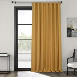 "HPD Half Price Drapes Faux Darkening Curtains-84 Inches Long Extra Wide Luxury Curtains for Bedroom & Living Room (1 Panel), 100W X 84L, Dandelion Gold, Linen, 100"" W x 84"" L (Pack of 1)"