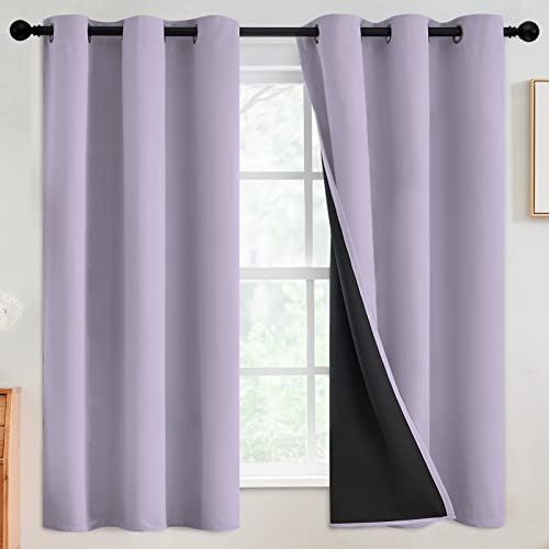 SimpleHome Lilac 100% Blackout Curtains Room Darkening Living Room 63 Inch - Curtains for Bedroom,Thermal Insulated Grommet Window Drapes,Curtains for Living Room with Black Back,42 x 63 Inch,2 Panels