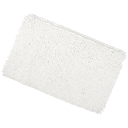 White Shaggy Microfibre Bathroom Shower Bath Mat Rug Non-Slip Backing 50x80cm