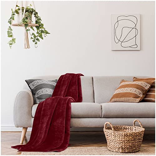 GC GAVENO CAVAILIA Gaveno Cavailia Faux Fur Throw Sofa Bed Mink Blanket, Super Soft Fluffy Easy Care Lightweight Luxury Design, Cosy Warm Settee FleeceThrows [Single (127x152 Cm), Red], Fleece
