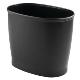 "mDesign Oval Shatter-Resistant Plastic Trash Can, 8.5 Liters, Black, 12"" x 8"" x 10"""