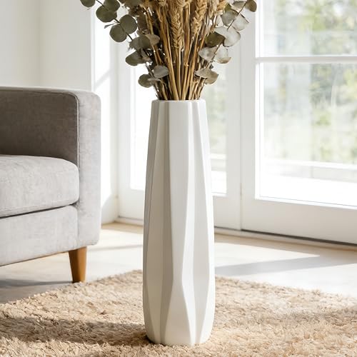 "Ceramic Large Floor Vase, GDSZJLJ White 24"" Tall Flower Vase Decorative Vases for Living Room Modern Home Decor Office Bedroom Kitchen Wedding House D??cor, Gift for Wedding Housewarming"