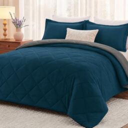 "downluxe King Size Comforter Set - Ocean and Grey King Comforter, Soft Bedding Sets for All Seasons -3 Pieces - 1 Comforter (104""x92"") and 2 Pillow Shams(20""x36"")"