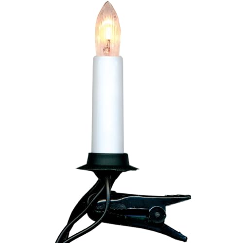 EGLO LED Christmas Candle Set, 16 Taper Candles with Holders, Festive Candles with Clips, Plastic in White, Green, Warm White