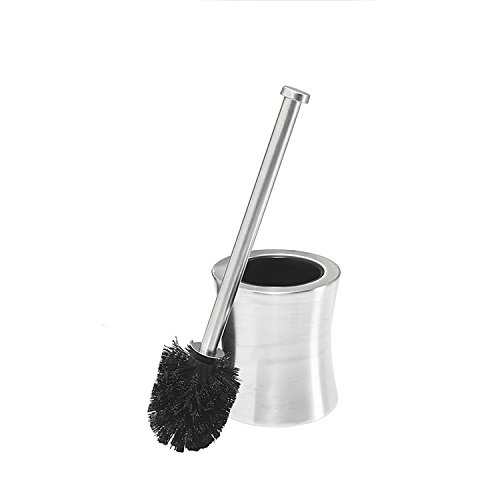 Bath Bliss Hour Glass Shape Weighted Bottom Toilet Holder Set, Heavy Duty Brush, STAINLESS STEEL #201, 1 Count (Pack of 1)