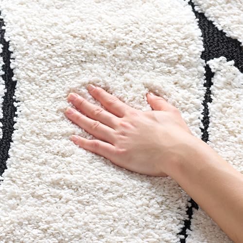 Safavieh Florida Shag Collection Shaggy Rug for Living Room Dining Room Bedroom High Pile Cream and Black 3ft x 5ft