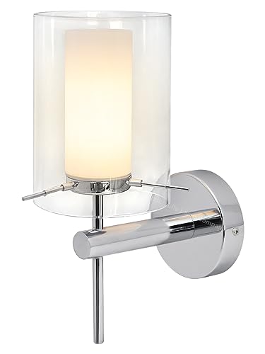Modern Glass Wall Light Chrome Clear Glass Shade Wall Lamp IP44 H3098