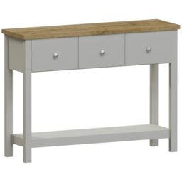 Vida Designs Arlington Console Table Shelf Hallway Side End Dressing Table MDF (Grey, 3 Drawer)