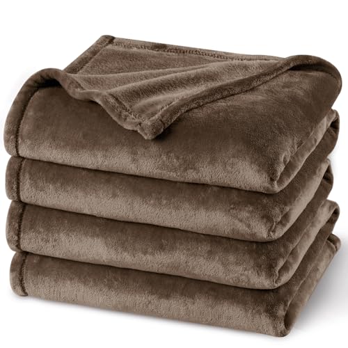 "PHF No Shed No Pilling Fleece Blankets Queen Size -Ultra Soft Lightweight & Cozy Bed Blanket, Plush Anti-Stati Microfiber, Room Home Decor Gifts for Women and Men, 1 Piece, 90"" x 90"", Cocoa Brown"