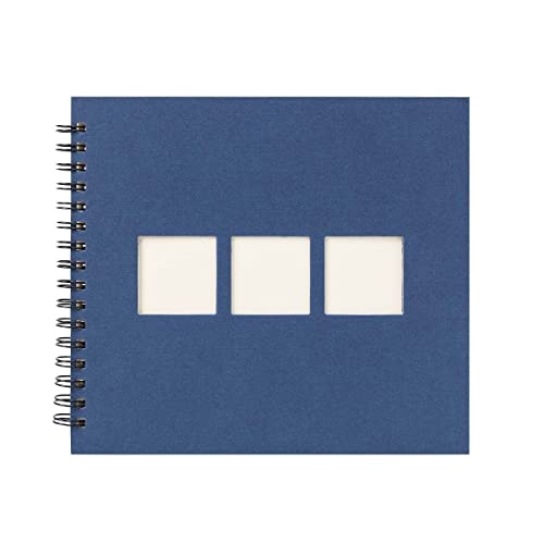 Photo Album 10 x 15 120 Photos – Traditional Blue Photo Album – Blank Photo Album with 60 Pages – Customisable Photo Book with Customisable Window – Blue Manila Photo Album – Made in France