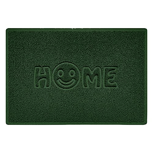 Nicoman SMILEY FACE Embossed Shape Door Mat Dirt-Trapper Washable Barrier Doormat-(Use Indoor or Sheltered Outdoor)-(90x60cm/3x2ft,Large) Green