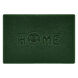 Nicoman SMILEY FACE Embossed Shape Door Mat Dirt-Trapper Washable Barrier Doormat-(Use Indoor or Sheltered Outdoor)-(90x60cm/3x2ft,Large) Green