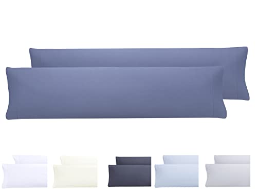 Todocama 2 Pack Extra Soft Microfibre Pillowcases, Hypoallergenic, 2-150 x 40 cm, Blue-Grey