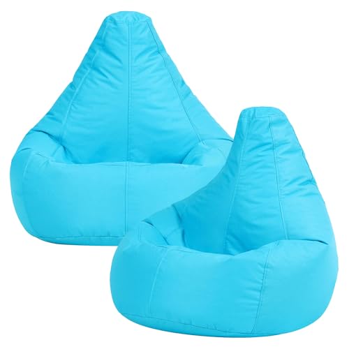 Bean Bag Bazaar Dalton Outdoor Kids Bean Bag Chair, Aqua, 2 Pack, Kids Garden Chair with Water Resistant Fabric, Bean bag with Filling Included, Gaming Beanbag for Bedroom, Playroom, Garden