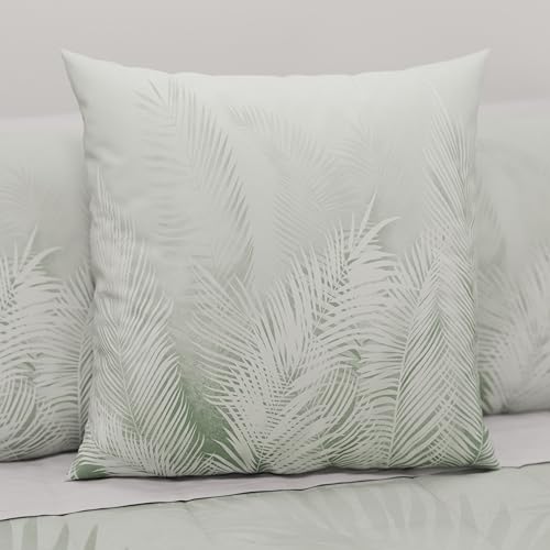 PETTI Artigiani Italiani - Pair of Pillow Cases 60 x 60 cm in Microfibre, Pillows for Bedroom Furniture, Sofa, Living Room, Set of 2 Cushion Covers, Pillowcase Sage Leaf 100% Made in Italy