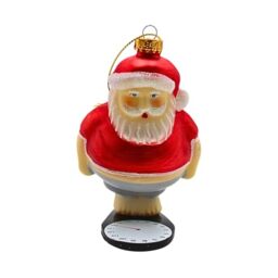 Dekohelden24 Lauschaer Christmas Tree Decoration - Christmas Tree Bauble Lauscha Glass Ornament Santa Claus on Scales in Red, L x W x H 7 x 5 x 10 cm