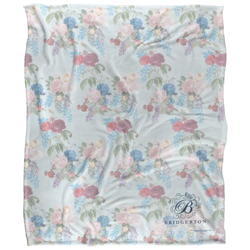 Bridgerton B Floral Silky Touch Super Soft Throw Blanket 152 X 127 cm, White
