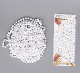 7.2m (24ft) White Shiny Christmas Bead Chain Metallic Xmas Beaded Garland Artificial Pearls Tinsel For Christmas Tree Hanging Decorations DIY Art & Crafts Jeweller