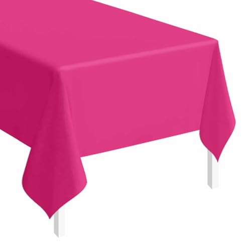 SietDESEO 3 Pack Hot Pink Plastic Tablecloth 54 x 108 Premium Disposable Table Cloth for Rectangle Table Plastic Table Cover for Wedding Baby Shower Girls Party Disposable Tablecloth