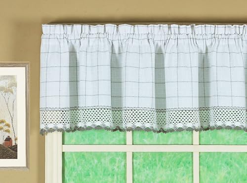 "Today's Curtain Adirondack 2-Tone Crochet Valance 12"", White/Gray, 60W x 12L"
