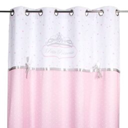ATMOSPHERA CREATEUR D'INTERIEUR 126994A Princess Satin Curtain with Embroidered Bow Pink and White