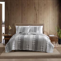 Eddie Bauer Cotton Reversible Bedding with Matching Shams, Home Decor for All Seasons, Grey/Ivory, Queen