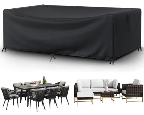 "Patio Furniture Covers Outdoor Table Cover Waterproof Rectangular Patio Dining Table Cover Wind Dust Proof Anti-UV Garden Sectional Couch-Cover Table and Chair Set Covers 67""L x 37""W x 28""H Black"