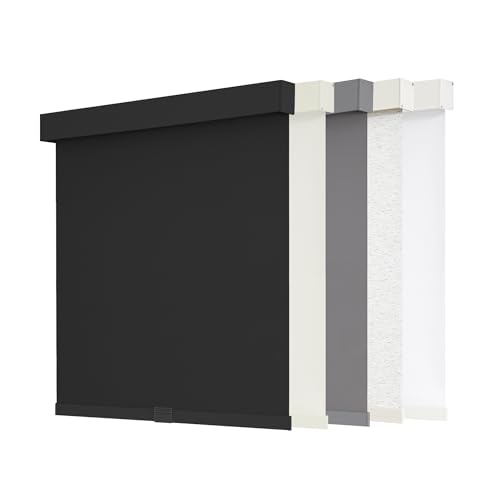 "AOSKY Blackout Roller Shades Cordless Blinds for Windows, Free-Stop Shades with Valance, Thermal Insulated Fabric, UV Protection, Blinds for Home and Office 23"" W x 72"" H (58.5W x 183H cm) Black"