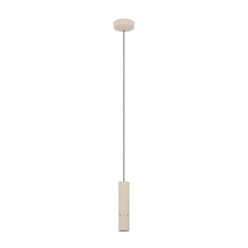 Eglo LED Pendant Lighting Caminia, Hanging lamp Above Dining Table, Dining Room Ceiling Light Fixture, Metal in Beige and Gold, GU10 Light Source, Warm White