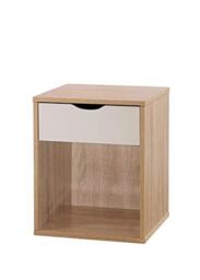 Timber Art Design UK Bedside Cabinet with 1 Drawer Chest Cabinet Storage Unit Nightstand Table Modern Furniture for Living Room, Bedroom, Hallway, Sonoma Oak & White, L39cm x W40cm x H48cm
