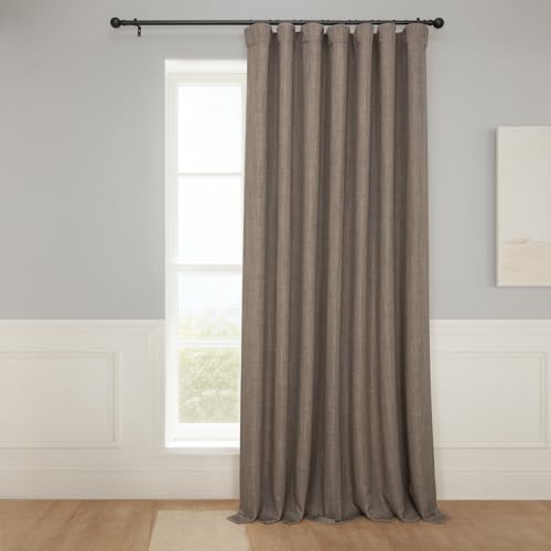 HPD Half Price Drapes Faux Linen Extra Wide Room Darkening Curtains for Bedroom 108 Inches Long (1 Panel), 100W x 108L Curtains for Living Room Home Decor, Dutch Cocoa