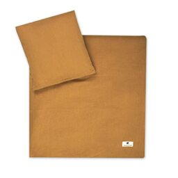 Julius Zöllner Muslin Children's Bed Linen 80 x 80 + 35 x 40 cm, 2-Piece Set Consisting of Duvet Cover and Pillowcase, 100% Cotton Muslin, with Zip, Standard 100 by Oeko-TEX, Cinnamon