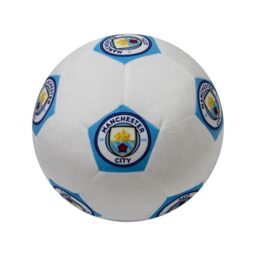 Manchester City FC Officially Licensed Soccer Ball Round Cushion, Super Soft White Football Crest Pillow, Perfect For Any Bedroom, on the Sofa 25 x 25cm