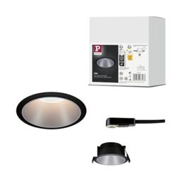 Paulmann 93397 Cole recessed luminaire Rigid Round dimmable recessed Spotlight Black matt, Silver spot Aluminium, Plastic recessed lamp GU10