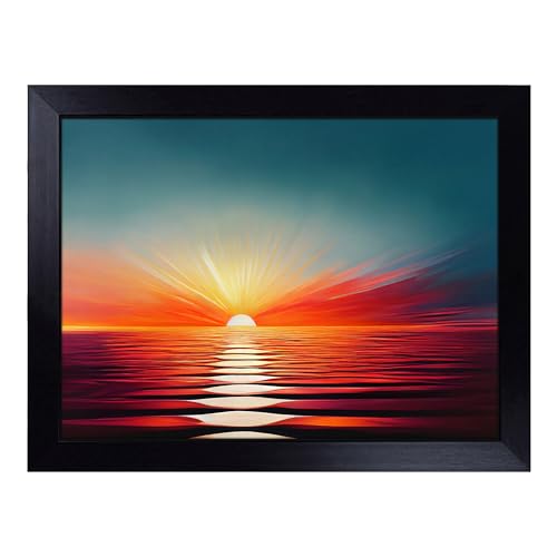 Lap Tray with Bean Bag Cushion, Seductive Ocean Sunset - Handmade in the UK, Raised Wooden Edge, Padded Cushion, Heat-Resistant Wipe-Clean Surface, for Meals, Laptops and Crafts