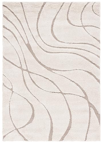 Safavieh Florida Shag Collection Shaggy Rug for Living Room Dining Room Bedroom High Pile Cream and Beige 24 x 36 Inch