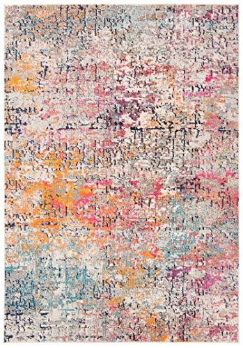 Safavieh Contemporary Rug for Living Room, Dining Room, Bedroom - Madison Collection, Short Pile, in Grey and Pink, 61 X 91 cm