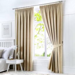 "Fusion - Natural Blackout Curtains W46 x L54"" (117 x 137cm) - Pencil Pleat Curtains in Cream - 2x Panels - Thermal Curtains for Bedroom & Living Room - Pleated Curtains and Drapes in Light Beige"