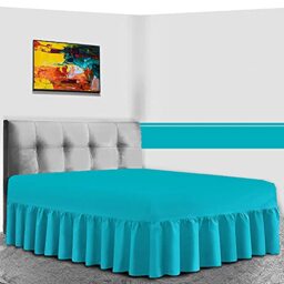 GC GAVENO CAVAILIA Percale Extra Deep Fitted Valance, Non Iron Frilled Sheets, Easy Care Plain Dyed Bedding 180 TC, Polycotton, Teal, Double