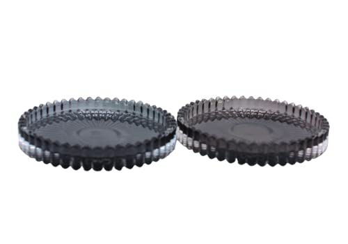 Dekohelden24 Set of 2 Round Glass Candle Plates/Coasters in Light and Dark Grey, Size H/Diameter Approx. 1.5 x 10 cm
