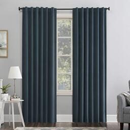 "Sun Zero Hampshire Velvet Noise Reducing Thermal Extreme Total Blackout Back Tab Curtain Panel, 50"" x 84"", Teal"