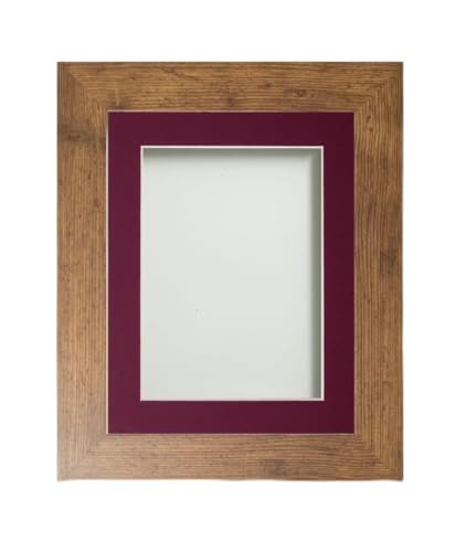Frame Company Watson Rustic Picture Photo Frame fitted with Perspex, 8x6 inch with Plum Mount for image size 5x3 inch